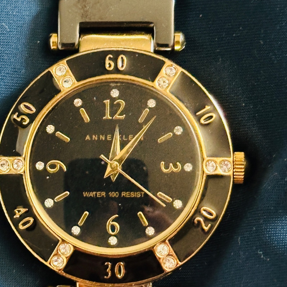 Anne Klein Black and Gold Women's Watch